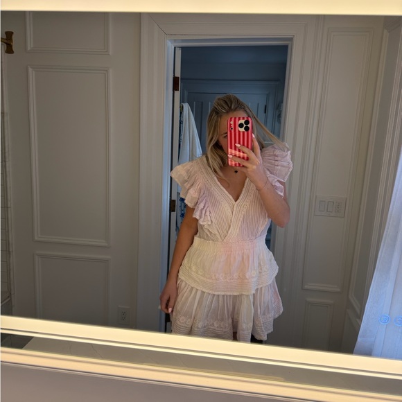 LoveShackFancy Pink Ruffled Mini Dress - Picture 2 of 6